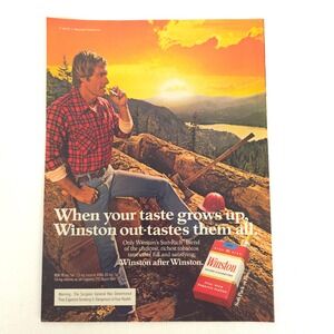 Vintage Winston Cigarettes Print Ad Sunset Scene Tobacco 1979 Garage Wall Art
